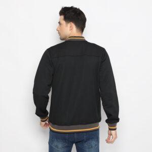 d&f jaket pria bomber with mustard strip - hitam
