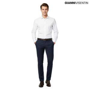 Gianni Visentin - Celana Chinos Stretch Pria Biru Tua - 4069