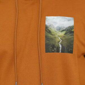 d&f sweatshirt hoodie L/S pria "MOUNTAIN" PHOTOPRINT - Mocca