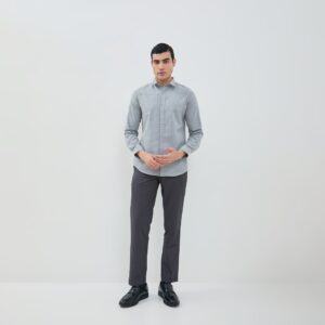 Jobb Presley Kemeja Pria Lengan Panjang Slim Fit Abu-Abu