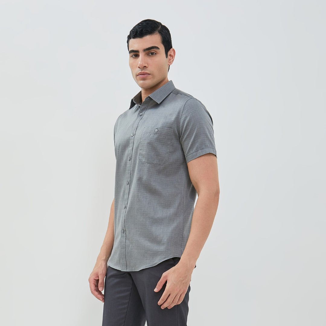 Jobb Baldwin Kemeja Pria Lengan Pendek Slim Fit Abu-abu - Image 2