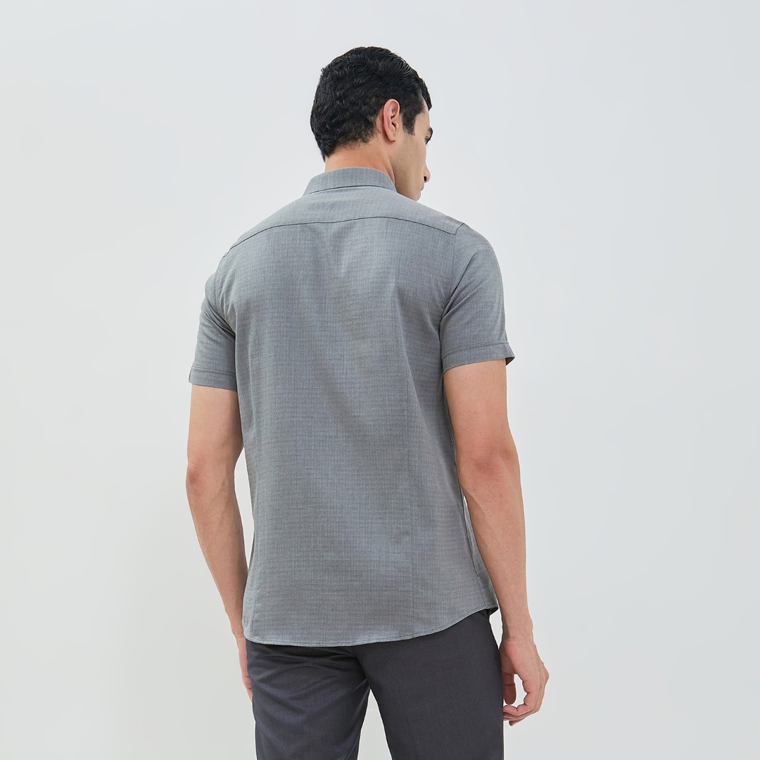 Jobb Baldwin Kemeja Pria Lengan Pendek Slim Fit Abu-abu - Image 3