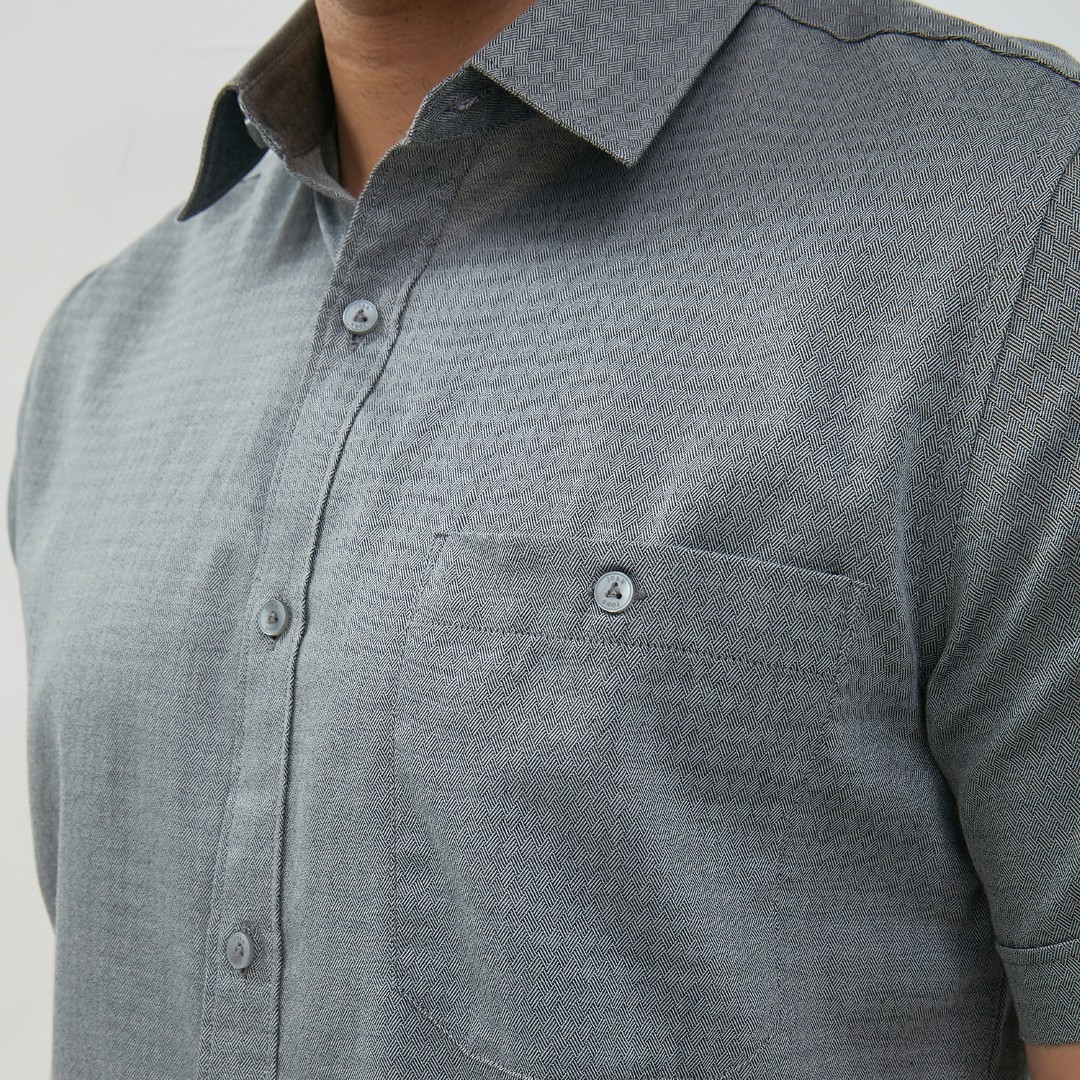 Jobb Baldwin Kemeja Pria Lengan Pendek Slim Fit Abu-abu - Image 5