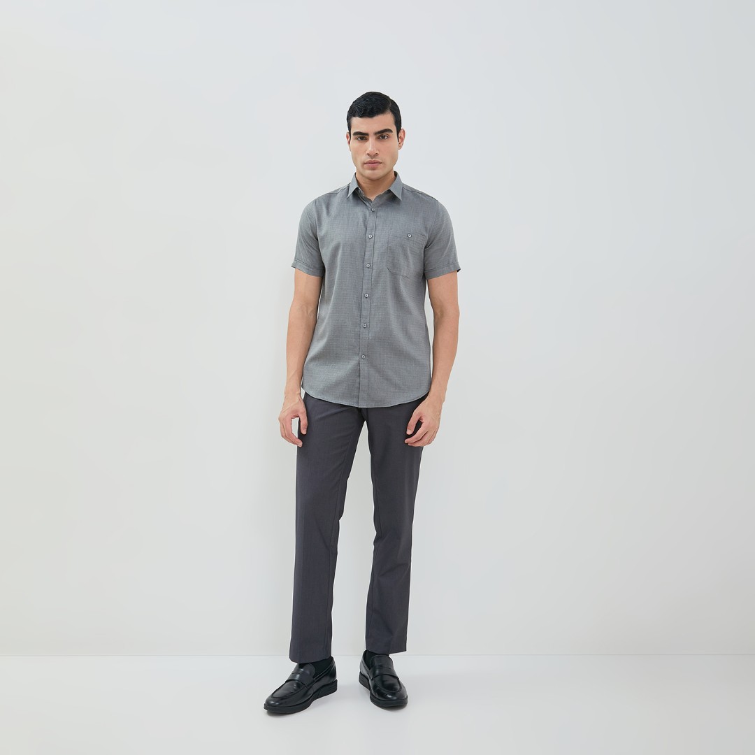 Jobb Baldwin Kemeja Pria Lengan Pendek Slim Fit Abu-abu - Image 4