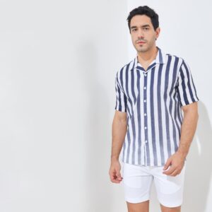 Jack Nicklaus Kromme Premium Cabana Stripe Shirt Classic Navy