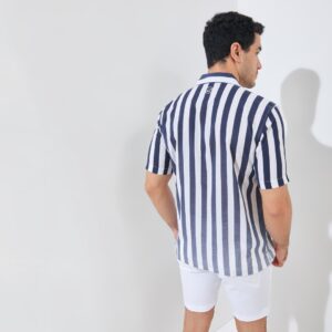 Jack Nicklaus Kromme Premium Cabana Stripe Shirt Classic Navy