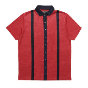 Jack Nicklaus Cyrus Premium Vertical Stripe Full Button Polo Red Root