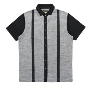 Jack Nicklaus Cyrus Premium Vertical Stripe Full Button Polo Caviar