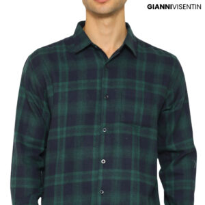 Gianni Visentin Kemeja Flanel Pria Kotak Slim Fit - Hijau - 6071