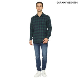 Gianni Visentin Kemeja Flanel Pria Kotak Slim Fit - Hijau - 6071