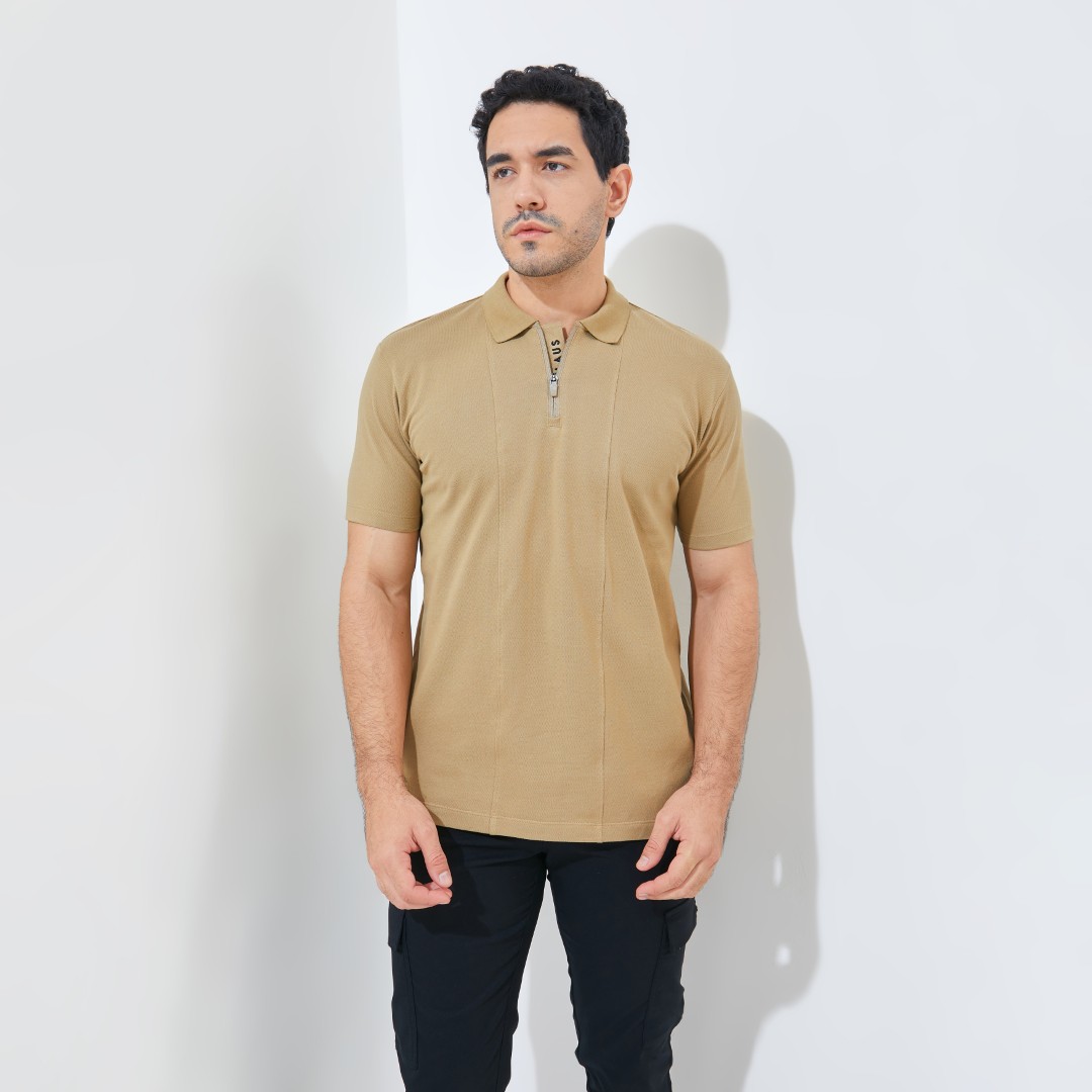 Jack Nicklaus Raven Polo Shirt Pria Regular Fit Khaki
