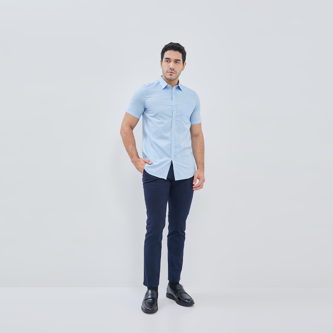 Jobb Arrilo Kemeja Pria Lengan Pendek Slim Fit Biru - Image 4