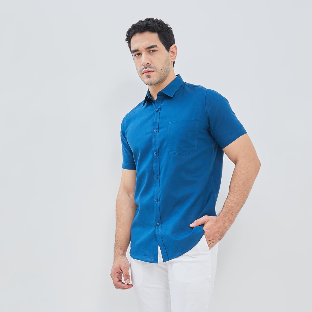 Jobb Giaco Kemeja Pria Lengan Pendek Slim Fit Navy - Image 2