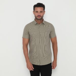 Jobb Yorke Kemeja Pria Lengan Pendek Slim Fit Khaki