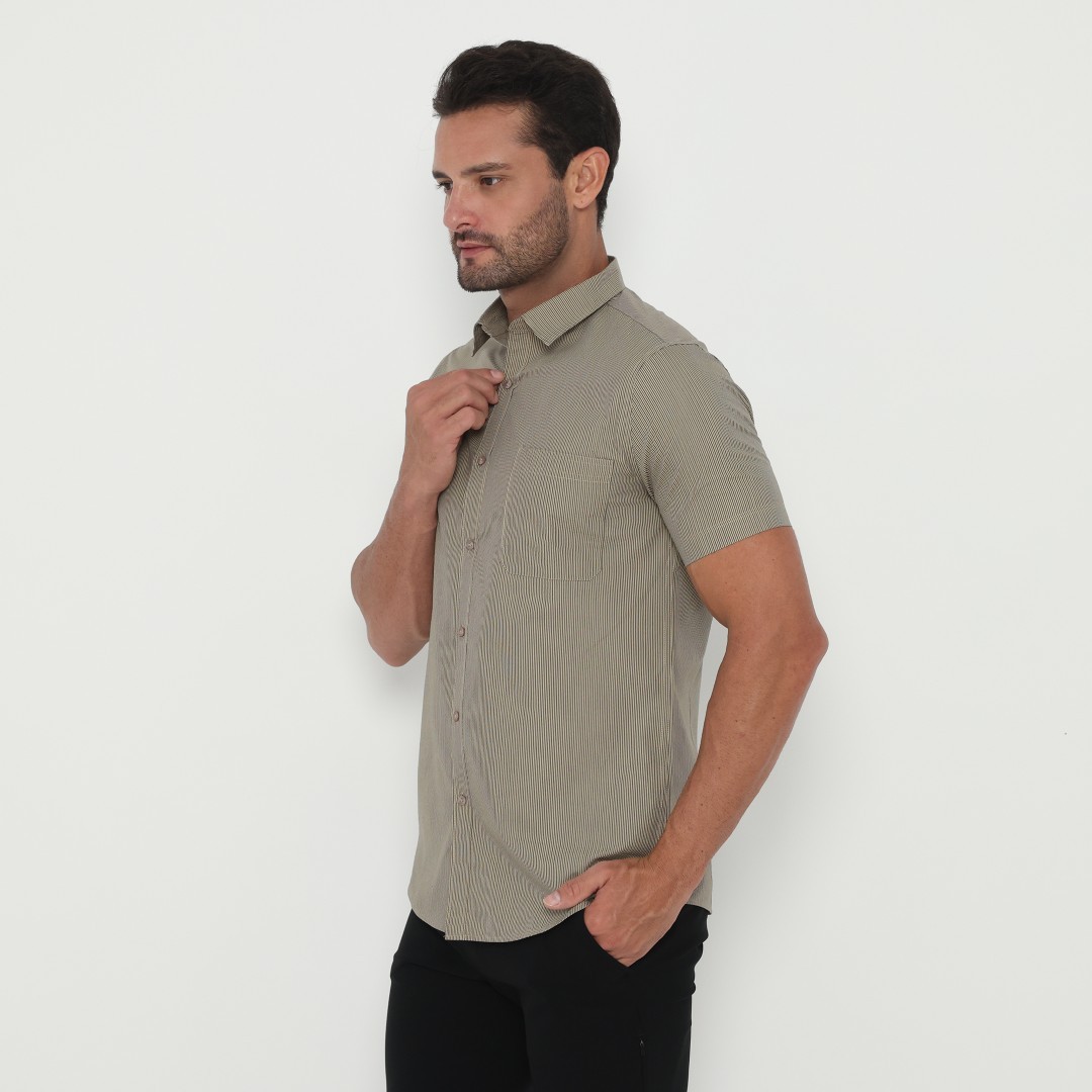 Jobb Yorke Kemeja Pria Lengan Pendek Slim Fit Khaki - Image 2