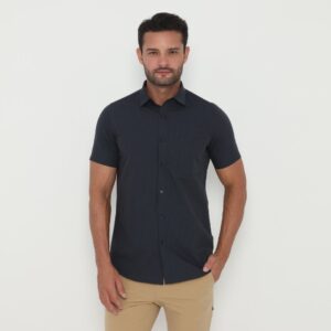 Jobb Yorke Kemeja Pria Lengan Pendek Slim Fit Navy