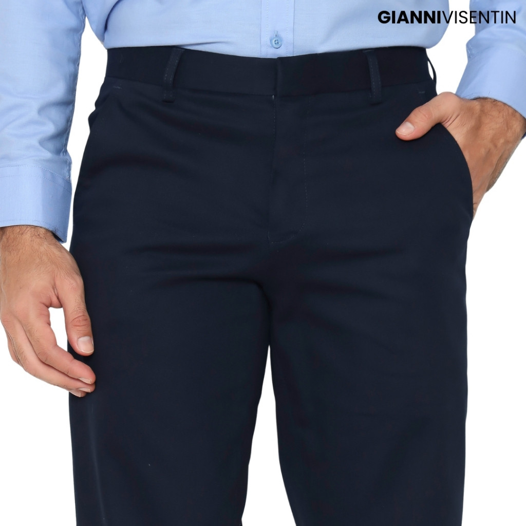 Gianni Visentin - Celana Chinos Stretch Pria Biru Tua - 2101 - Image 2