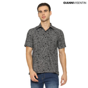 Gianni Visentin Lengan Pendek Motif Reguler Fit - Hitam - 9057