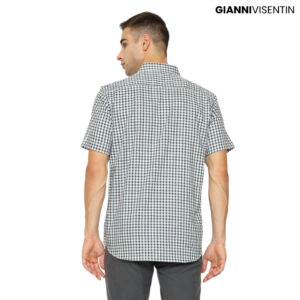 Gianni Visentin Kemeja Lengan Pendek Kotak Reguler Fit - Hijau - 6083