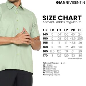 Gianni Visentin Kemeja Lengan Pendek Kotak Reguler Fit - Hijau - 6083