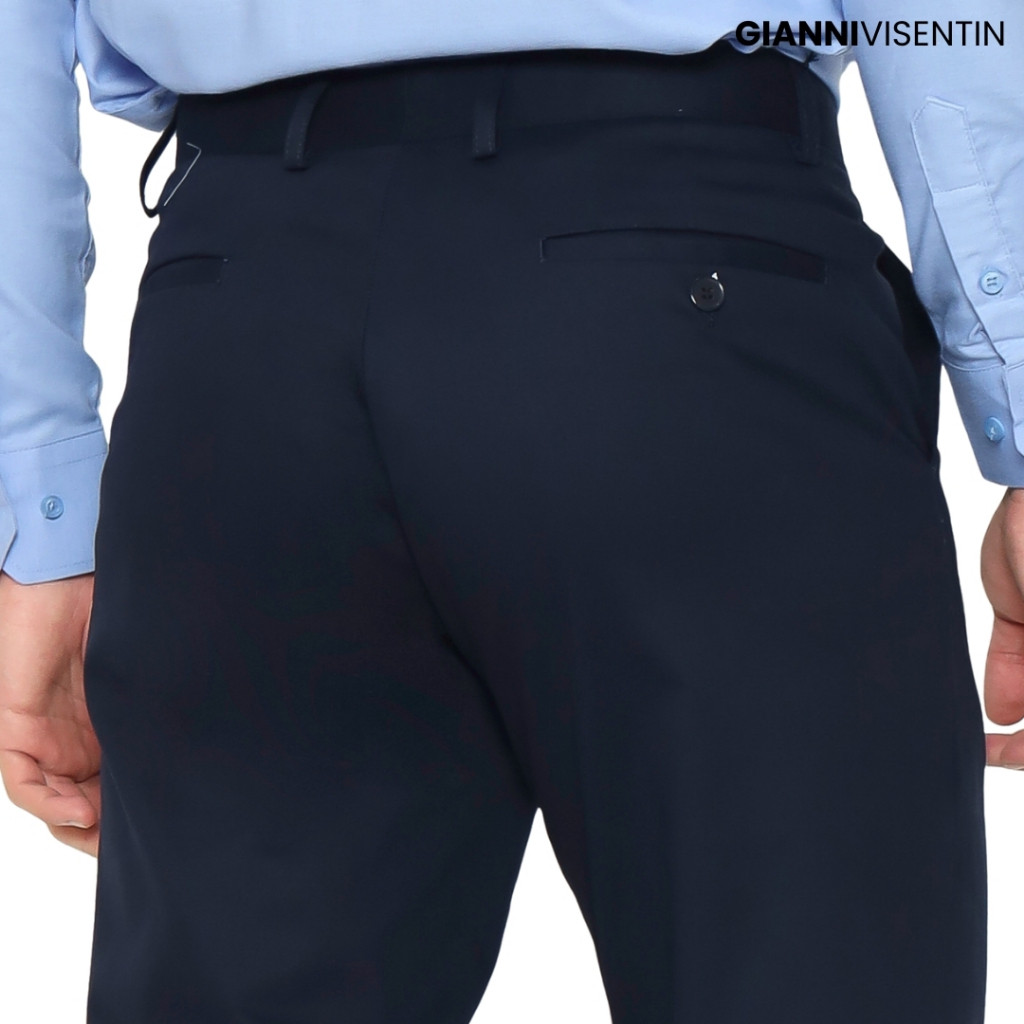 Gianni Visentin - Celana Chinos Stretch Pria Biru Tua - 2101 - Image 3