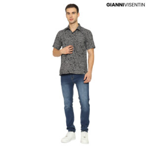 Gianni Visentin Lengan Pendek Motif Reguler Fit - Hitam - 9057