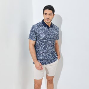 Jack Nicklaus Waldorf Premium Floral Print Polo Classic Navy