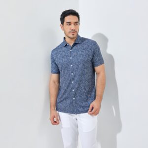 Jack Nicklaus Noord Premium Flock Print Polo Classic Navy