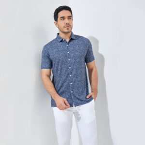 Jack Nicklaus Noord Premium Flock Print Polo Classic Navy