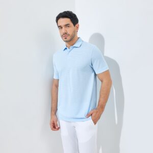 Jack Nicklaus Finch Premium Bar Stripe Polo Cool Blue