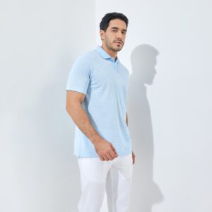 Jack Nicklaus Finch Premium Bar Stripe Polo Cool Blue