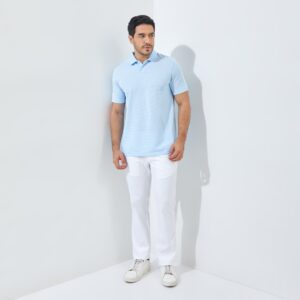 Jack Nicklaus Finch Premium Bar Stripe Polo Cool Blue