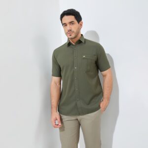 Jack Nicklaus Rowan Kemeja Pria Lengan Pendek Slim Fit Dark Green
