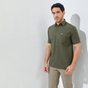 Jack Nicklaus Rowan Kemeja Pria Lengan Pendek Slim Fit Dark Green