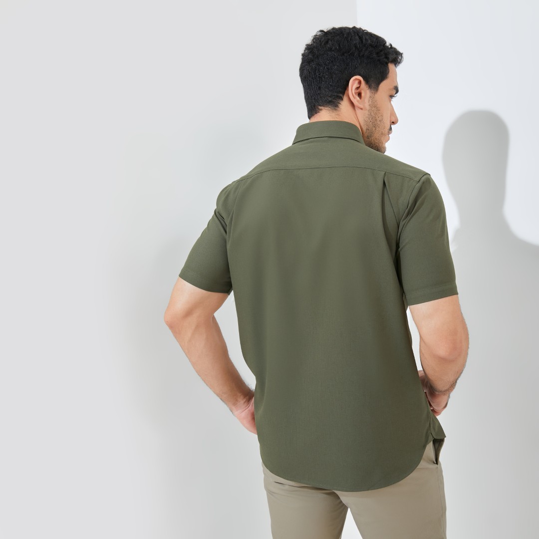 Jack Nicklaus Rowan Kemeja Pria Lengan Pendek Slim Fit Dark Green - Image 3