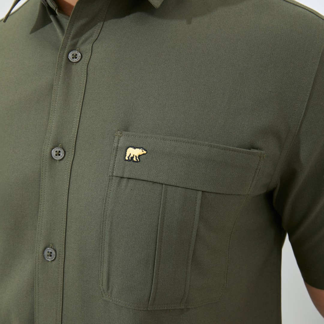 Jack Nicklaus Rowan Kemeja Pria Lengan Pendek Slim Fit Dark Green - Image 5