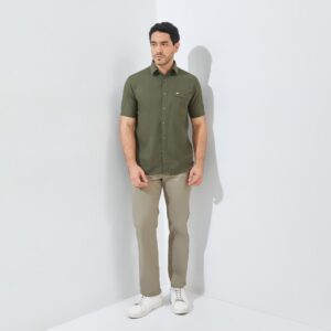 Jack Nicklaus Rowan Kemeja Pria Lengan Pendek Slim Fit Dark Green