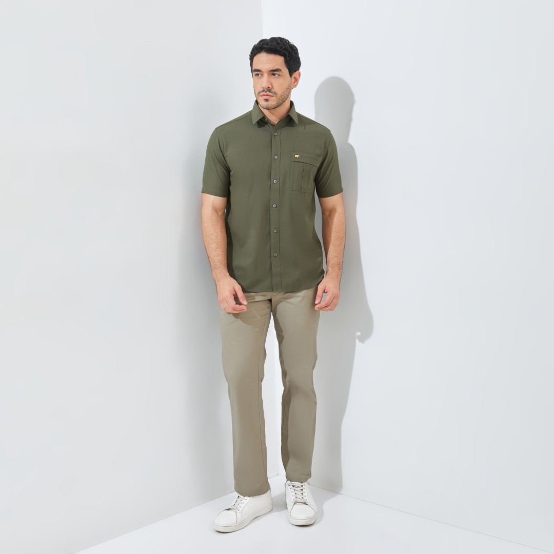 Jack Nicklaus Rowan Kemeja Pria Lengan Pendek Slim Fit Dark Green - Image 4