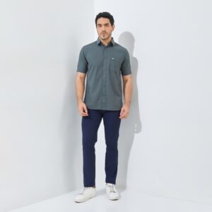 Jack Nicklaus Rowan Kemeja Pria Lengan Pendek Slim Fit Dark Grey