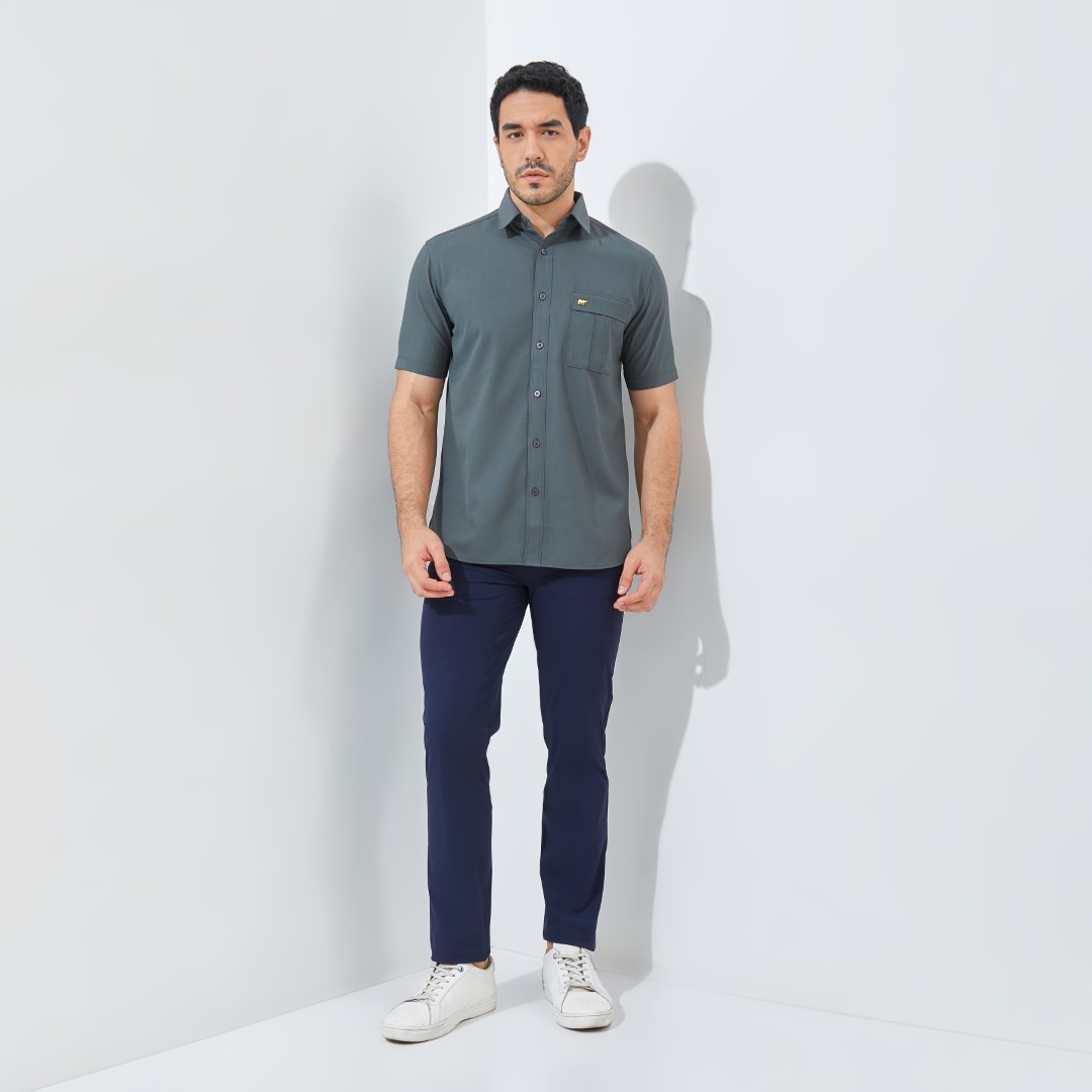 Jack Nicklaus Rowan Kemeja Pria Lengan Pendek Slim Fit Dark Grey - Image 4