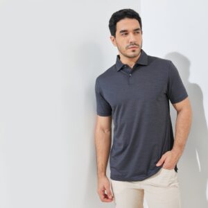Jack Nicklaus Fletcher Premium Tonal Two Color Solid Polo Caviar