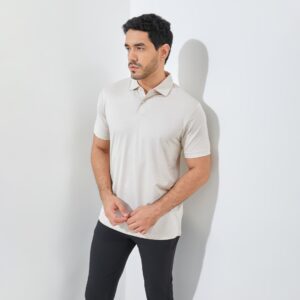 Jack Nicklaus Fletcher Premium Tonal Two Color Solid Polo Bahamas Sand