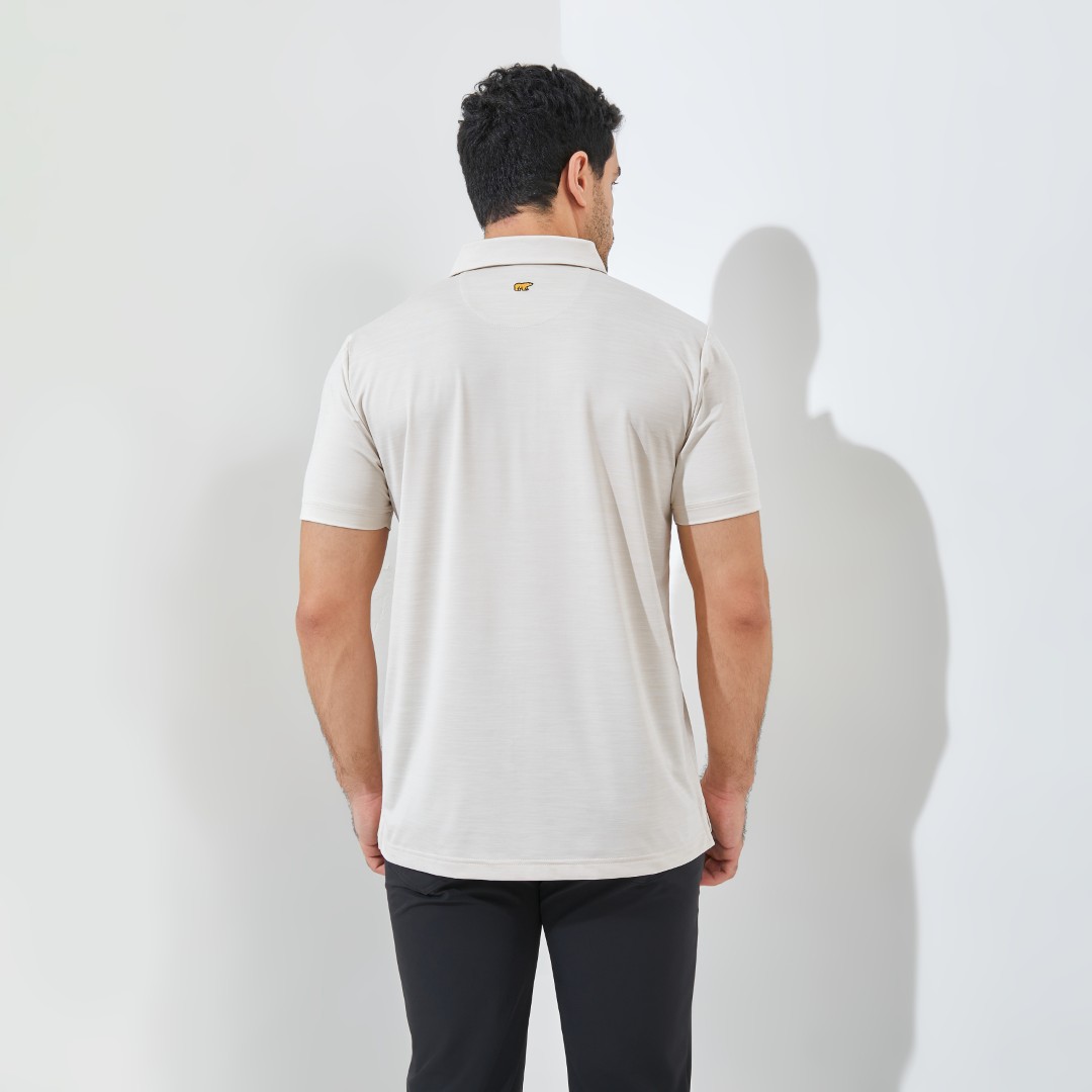 Jack Nicklaus Fletcher Premium Tonal Two Color Solid Polo Bahamas Sand - Image 3
