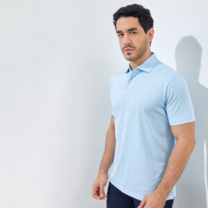 Jack Nicklaus Fletcher Premium Tonal Two Color Solid Polo Cool Blue