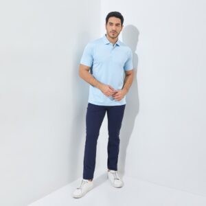Jack Nicklaus Fletcher Premium Tonal Two Color Solid Polo Cool Blue