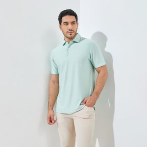 Jack Nicklaus Vandervalk Premium Solid Stripe Polo Surf Green
