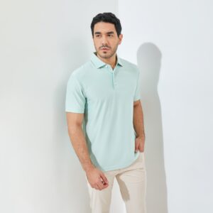 Jack Nicklaus Vandervalk Premium Solid Stripe Polo Surf Green