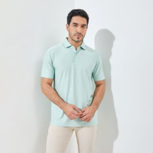 Jack Nicklaus Vandervalk Premium Solid Stripe Polo Surf Green