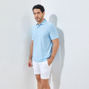 Jack Nicklaus Vandervalk Premium Solid Stripe Polo Cool Blue