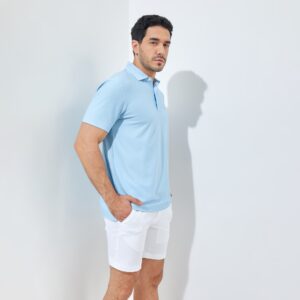 Jack Nicklaus Vandervalk Premium Solid Stripe Polo Cool Blue